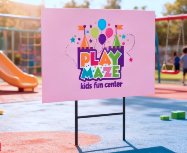 playmaze kids fun center signage