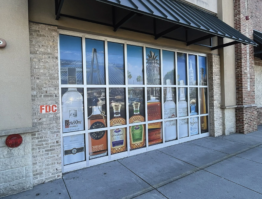 exterior perforated window film storefront