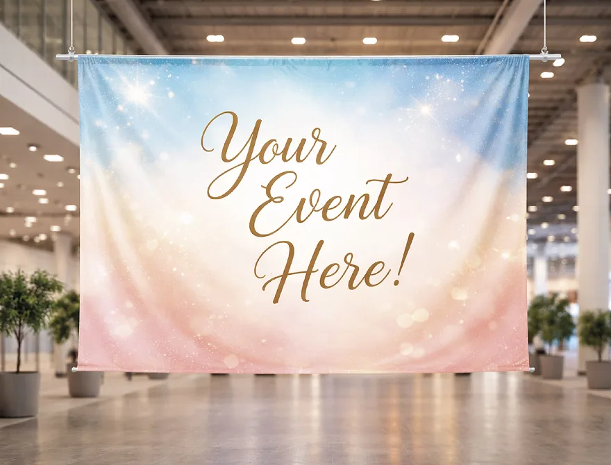 fabric banner sample on an event